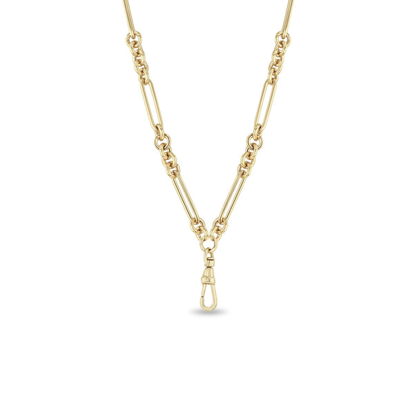 Zoe Chicco 14k gold chain link necklace with a clasp on a white background