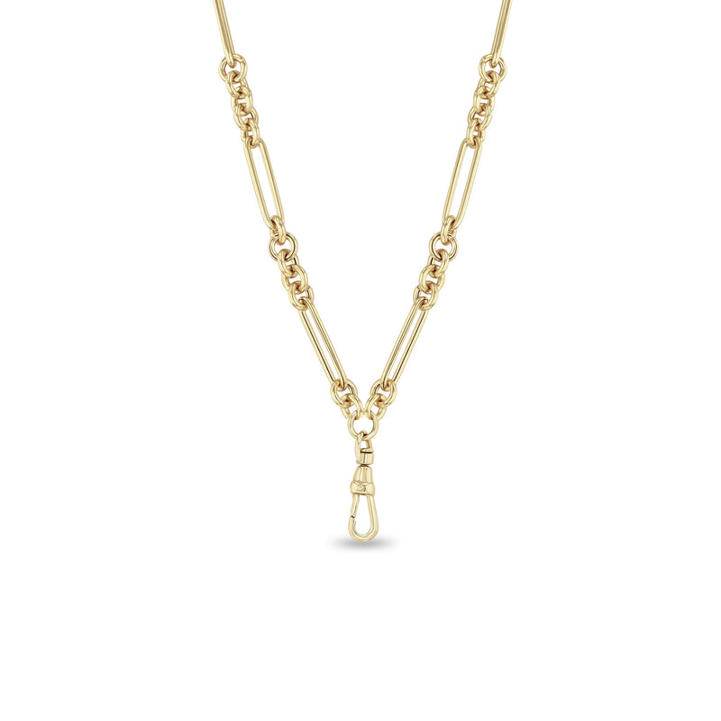 Zoe Chicco 14k gold chain link necklace with a clasp on a white background