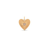 14k Large Pavé Diamond Radiant Heart Medallion Charm Pendant - SALE