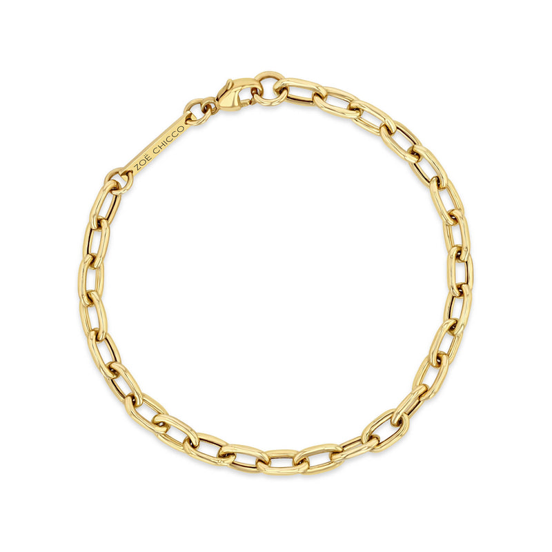 top down view of a Zoë Chicco 14k Gold Large Square Oval Link Chain Bracelet