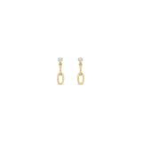 Zoë Chicco 14k Gold Prong Diamond & Large Square Oval 2 Link Drop Earrings with Diamonds at the Top