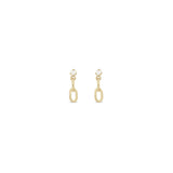 Zoë Chicco 14k Gold Pearl & Large Square Oval 2 Link Drop Earrings