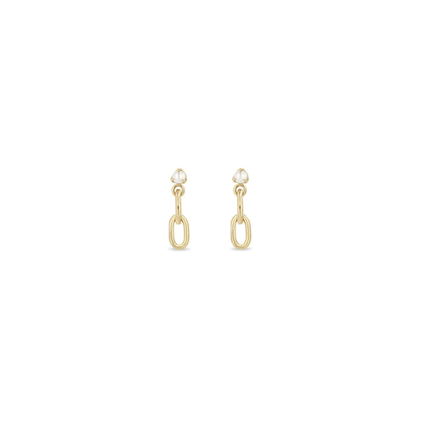 Zoë Chicco 14k Gold Pearl & Large Square Oval 2 Link Drop Earrings