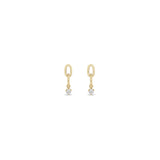 Zoë Chicco 14k Gold Prong Diamond & Large Square Oval 2 Link Drop Earrings with Diamonds at the Bottom