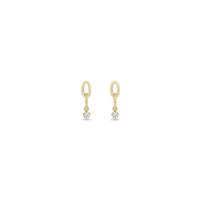 Zoë Chicco 14k Gold Prong Diamond & Large Square Oval 2 Link Drop Earrings with Diamonds at the Bottom