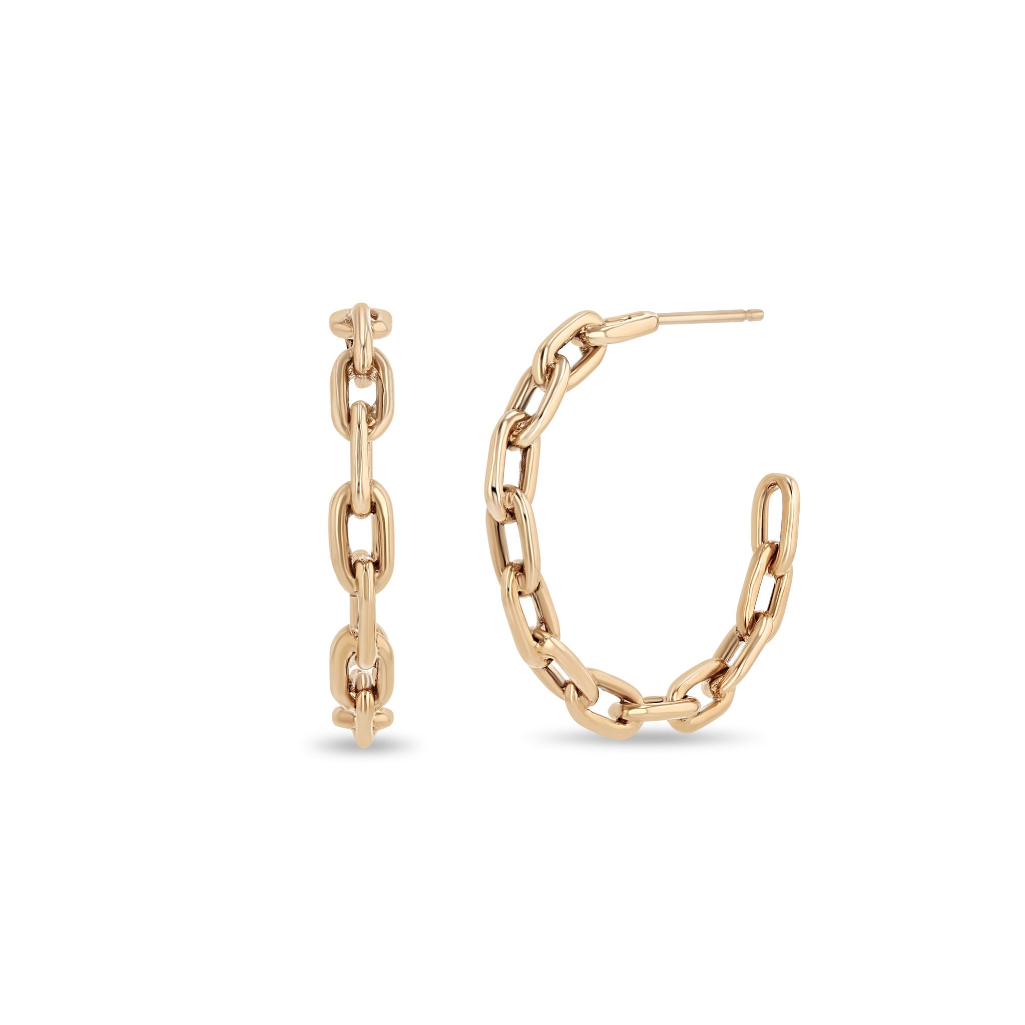 Zoë Chicco 14k Gold Large Square Oval Link Chain Hoop Earrings