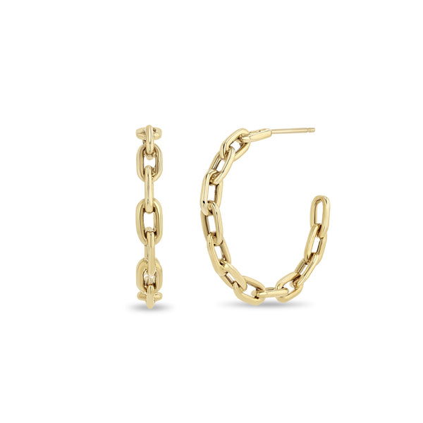 Zoë Chicco 14k Yellow Gold Large Square Oval Link Chain Hoop Earrings