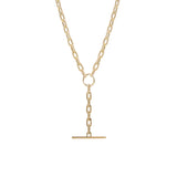 14k Large Square Oval Chain Faux Toggle Lariat Necklace - SALE