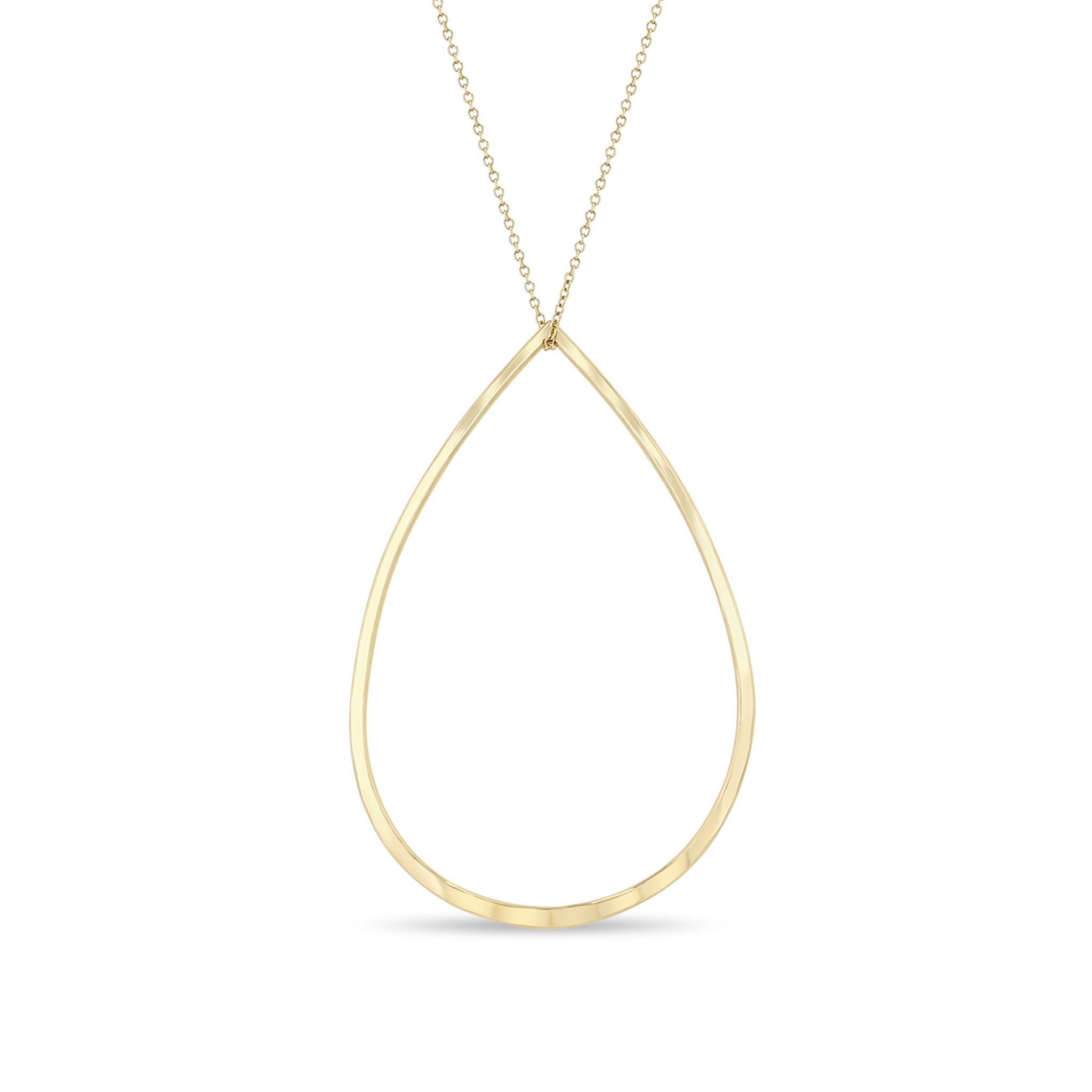 Zoë  Chicco 14k gold hammered teardrop pendant necklace on white background