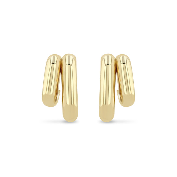 Zoë Chicco 14k Gold Mixed Double Tube Split Oval Hoop Earrings
