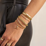 14k Emerald Cut Diamond Faux Toggle Rolo Chain Bracelet