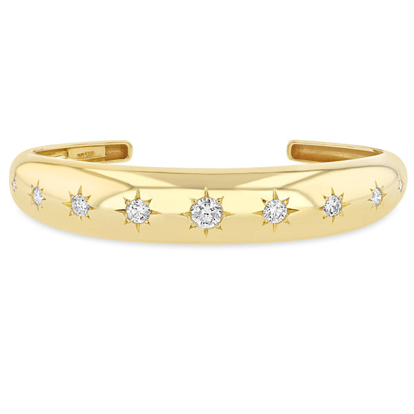 Zoë Chicco 14k Gold Graduating Star Set Diamonds Medium Aura Cuff Bracelet