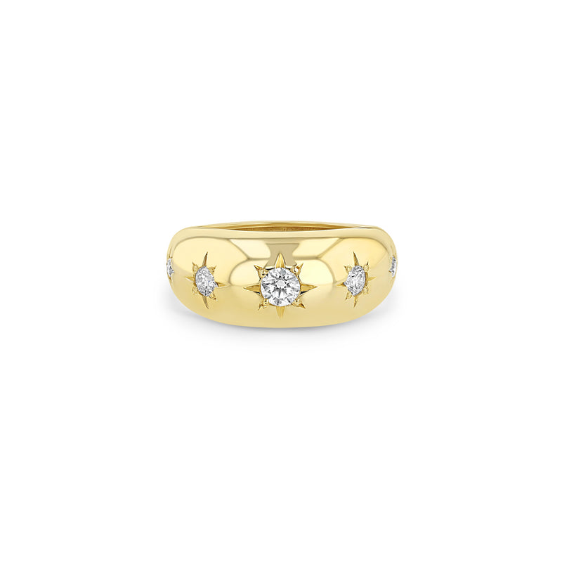 Zoë Chicco 14k Gold Graduating Star Set Diamonds Medium Aura Ring