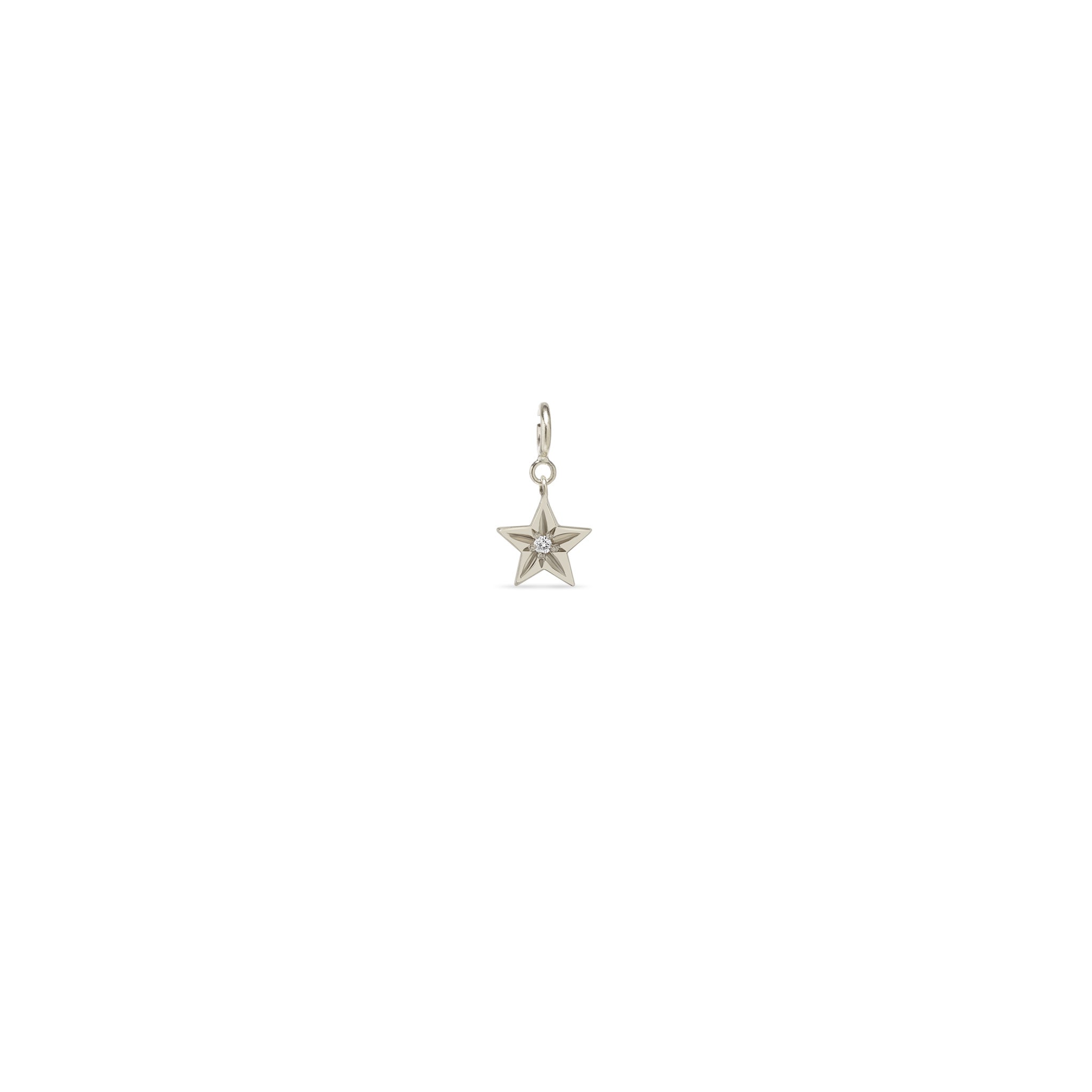 Zoe Chicco 14k white gold star-set diamond star charm on a white background