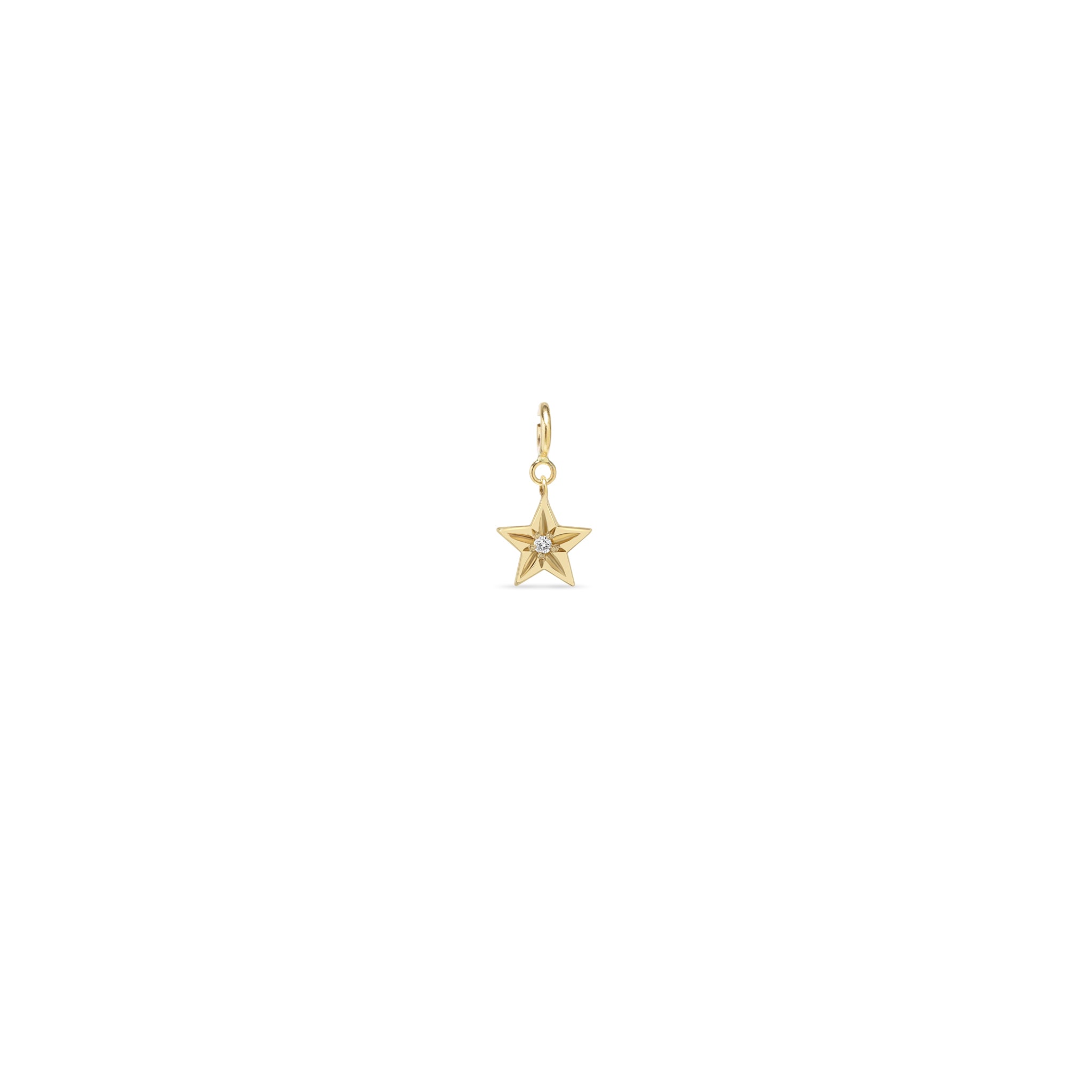 Zoe Chicco 14k gold star-set diamond star charm on a white background