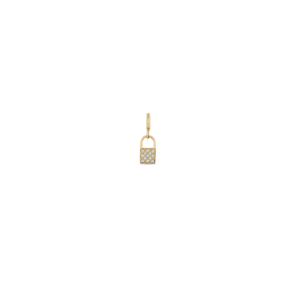 Zoë Chicco 14k Gold Midi Bitty Pavé Diamond Padlock Spring Ring Charm Pendant