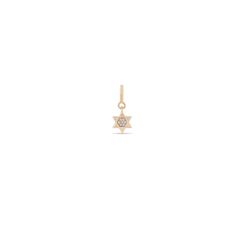 Zoë Chicco 14k Gold Midi Bitty Pavé Diamond Star of David Spring Ring Charm