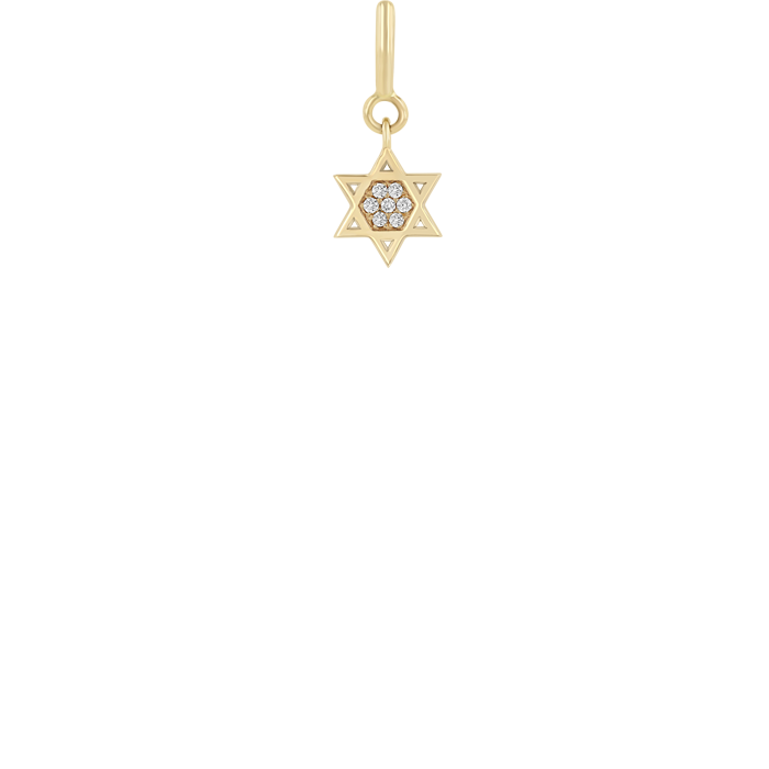 Zoë Chicco 14k Gold Midi Bitty Pavé Diamond Star of David Spring Ring Charm