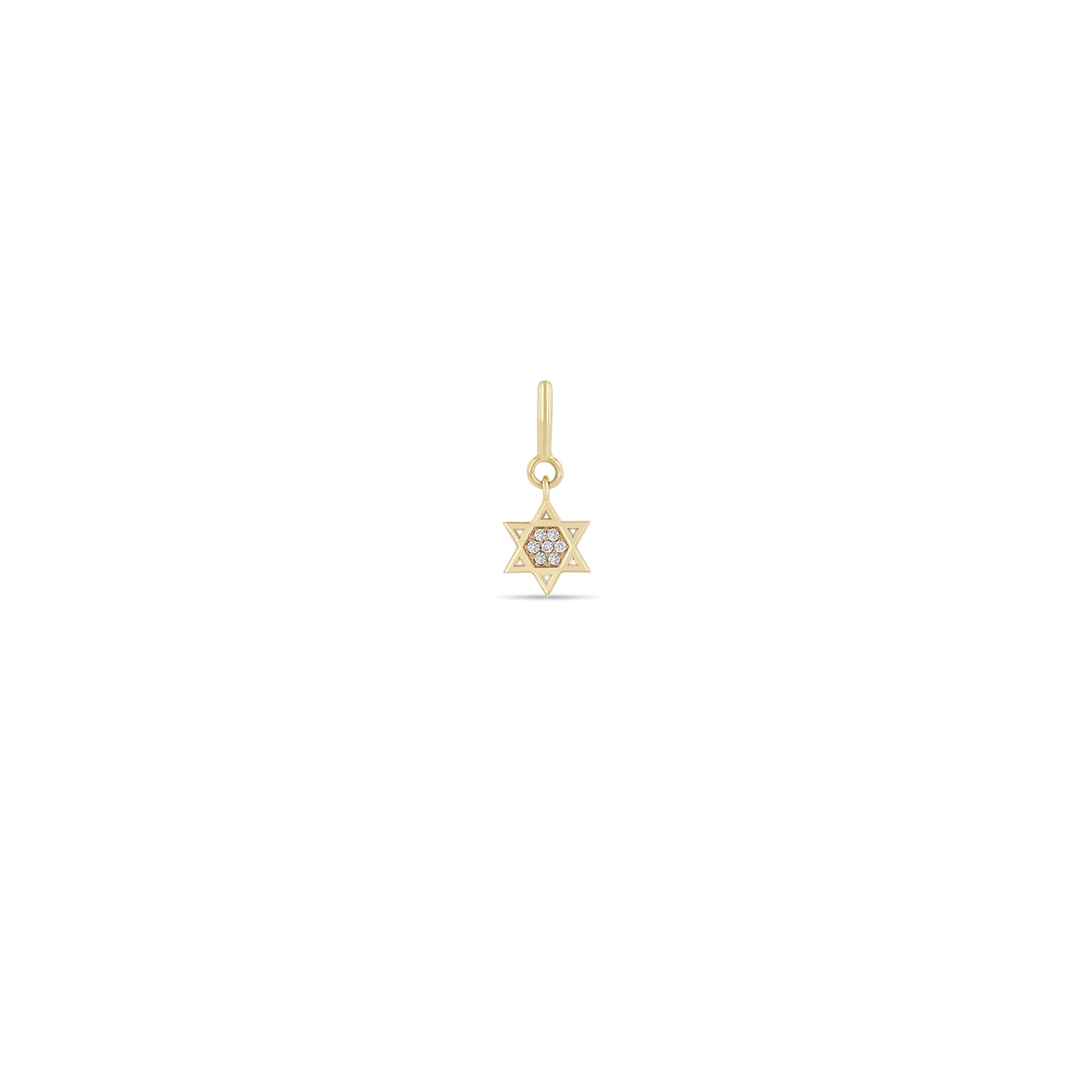 Zoë Chicco 14k Gold Midi Bitty Pavé Diamond Star of David Spring Ring Charm