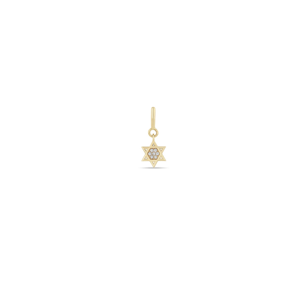 Zoë Chicco 14k Gold Midi Bitty Pavé Diamond Star of David Spring Ring Charm