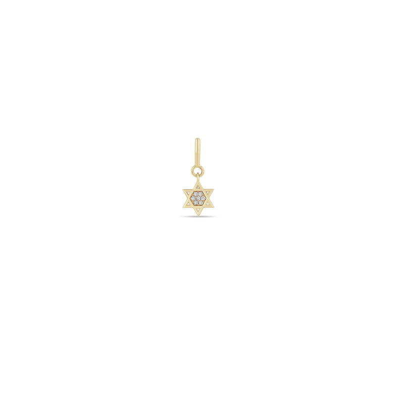 Zoë Chicco 14k Gold Midi Bitty Pavé Diamond Star of David Spring Ring Charm