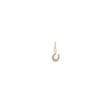 Zoe Chicco 14k rose gold pave diamond horseshoe charm on a white background