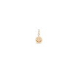 Zoë Chicco 14k Gold Midi Bitty Smiley Face with Diamond Eyes Spring Ring Charm Pendant