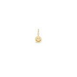 Zoë Chicco 14k Gold Midi Bitty Smiley Face with Diamond Eyes Spring Ring Charm Pendant