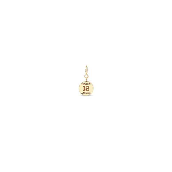Zoë Chicco 14k Gold Midi Bitty Personalized Jersey Number "12" Baseball Spring Ring Charm