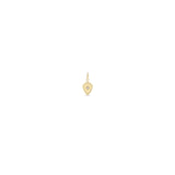 Zoe Chicco 14k gold shield-shaped pendant with a small diamond in the center on a white background