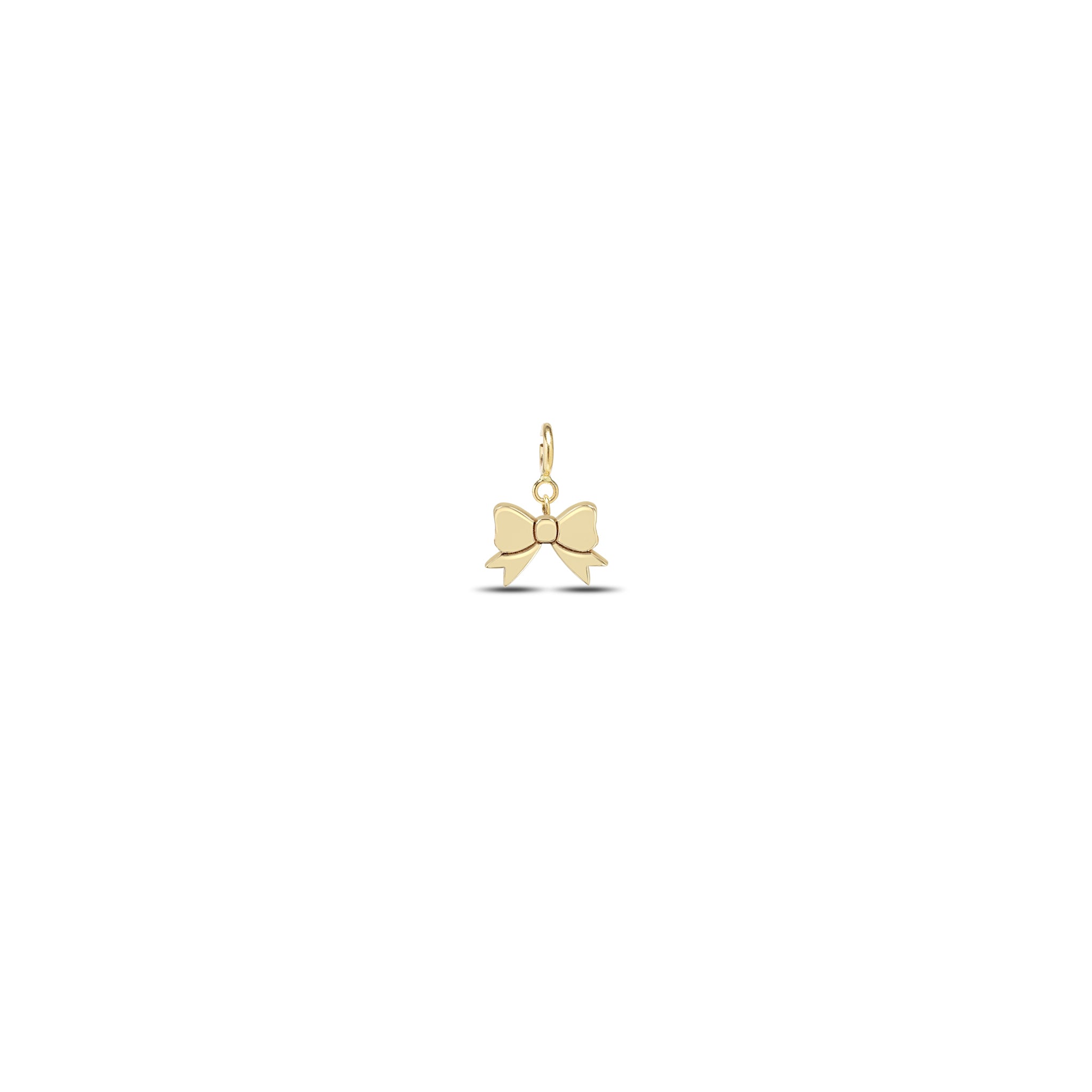 Zoe Chicco 14k gold midi bitty bow charm on a white background