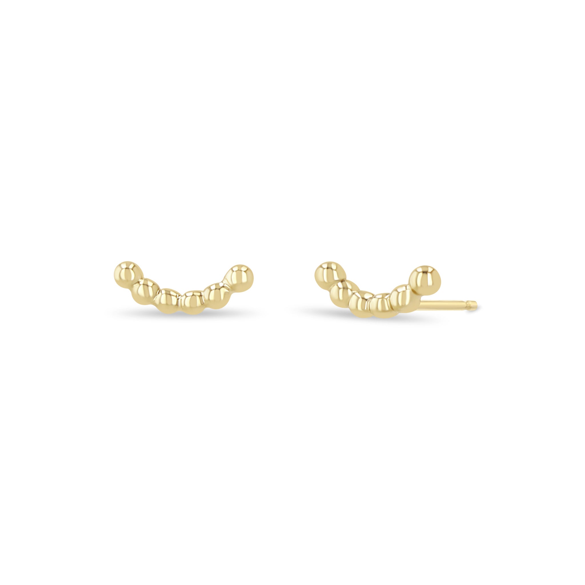 Zoë Chicco 14k Gold Medium Beaded Curve Stud Earrings