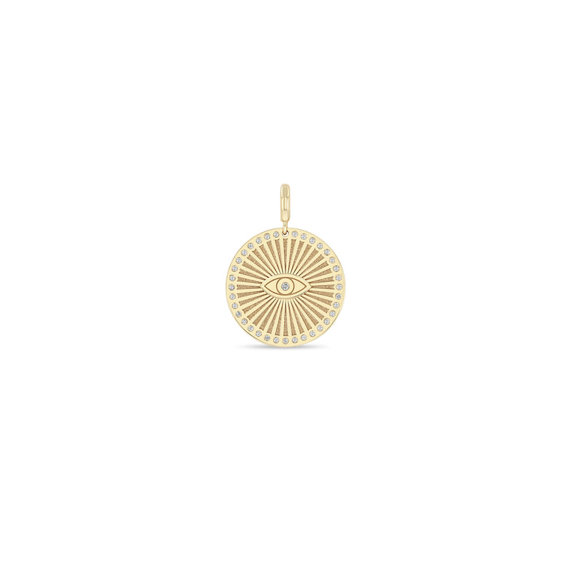 Zoë Chicco 14k Gold Diamond Evil Eye Medium Sunbeam Medallion Clip On Charm Pendant