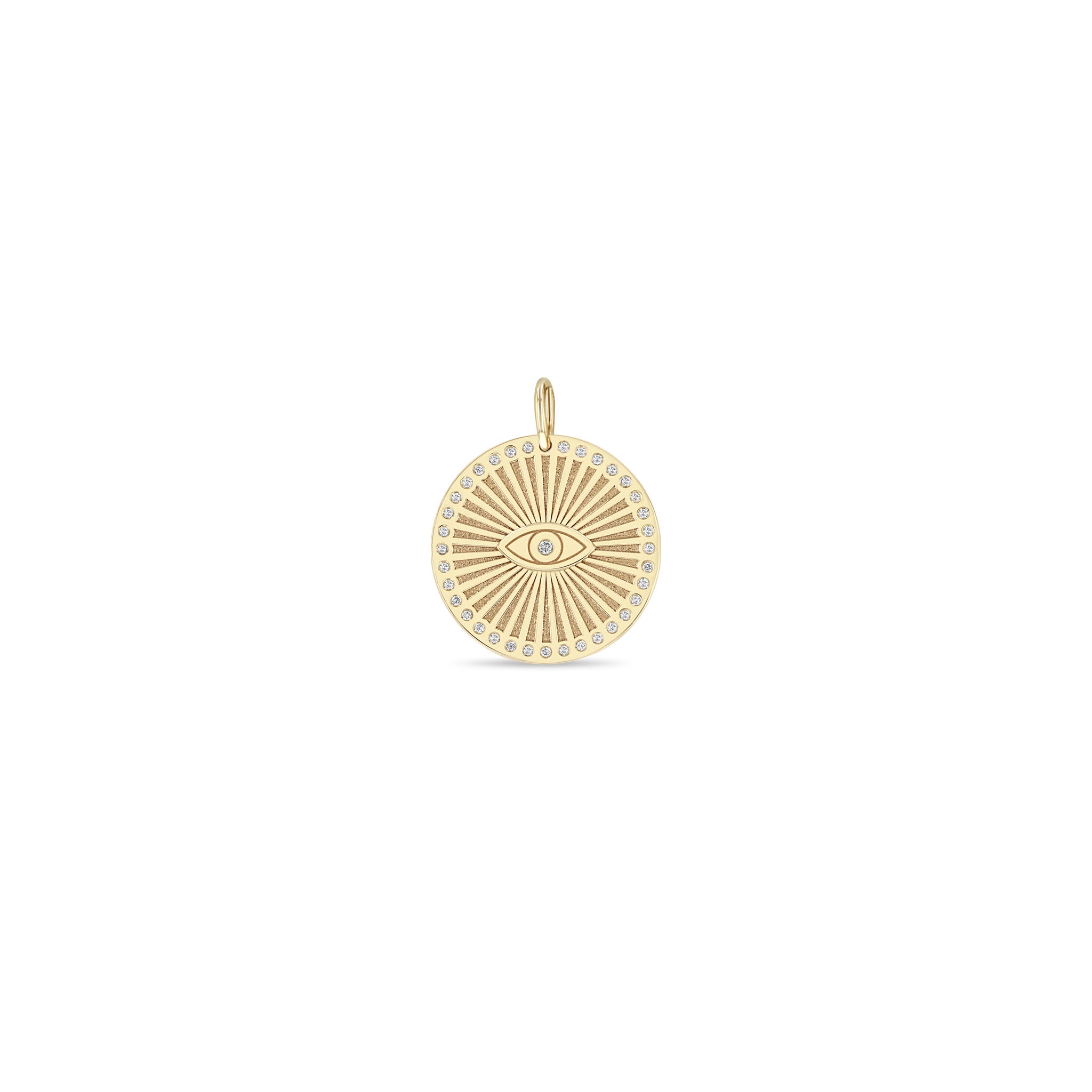 Zoë Chicco 14k Gold Diamond Evil Eye Medium Sunbeam Medallion Charm Pendant