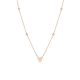 Zoë Chicco 14k Rose Gold Midi Bitty Heart & Floating Diamond Station Necklace