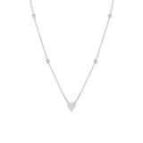 Zoë Chicco 14k White Gold Midi Bitty Heart & Floating Diamond Station Necklace