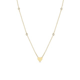 Zoë Chicco 14k Yellow Gold Midi Bitty Heart & Floating Diamond Station Necklace