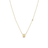 Zoë Chicco 14k Gold Midi Bitty Diamond Ladybug Necklace with Offset Floating Diamond