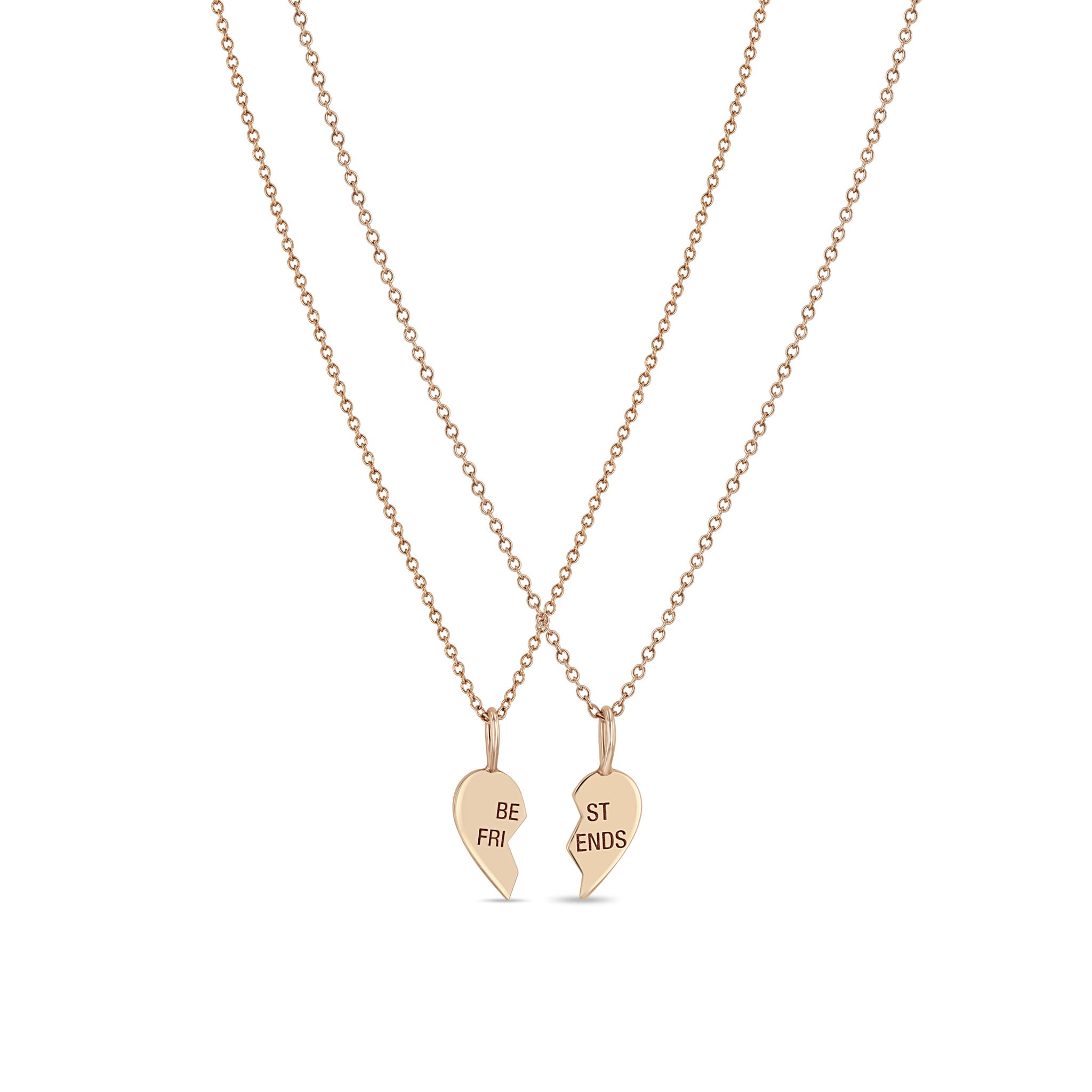 Zoë Chicco 14k Rose Gold Midi Bitty "Best Friends" BFF Necklace Set