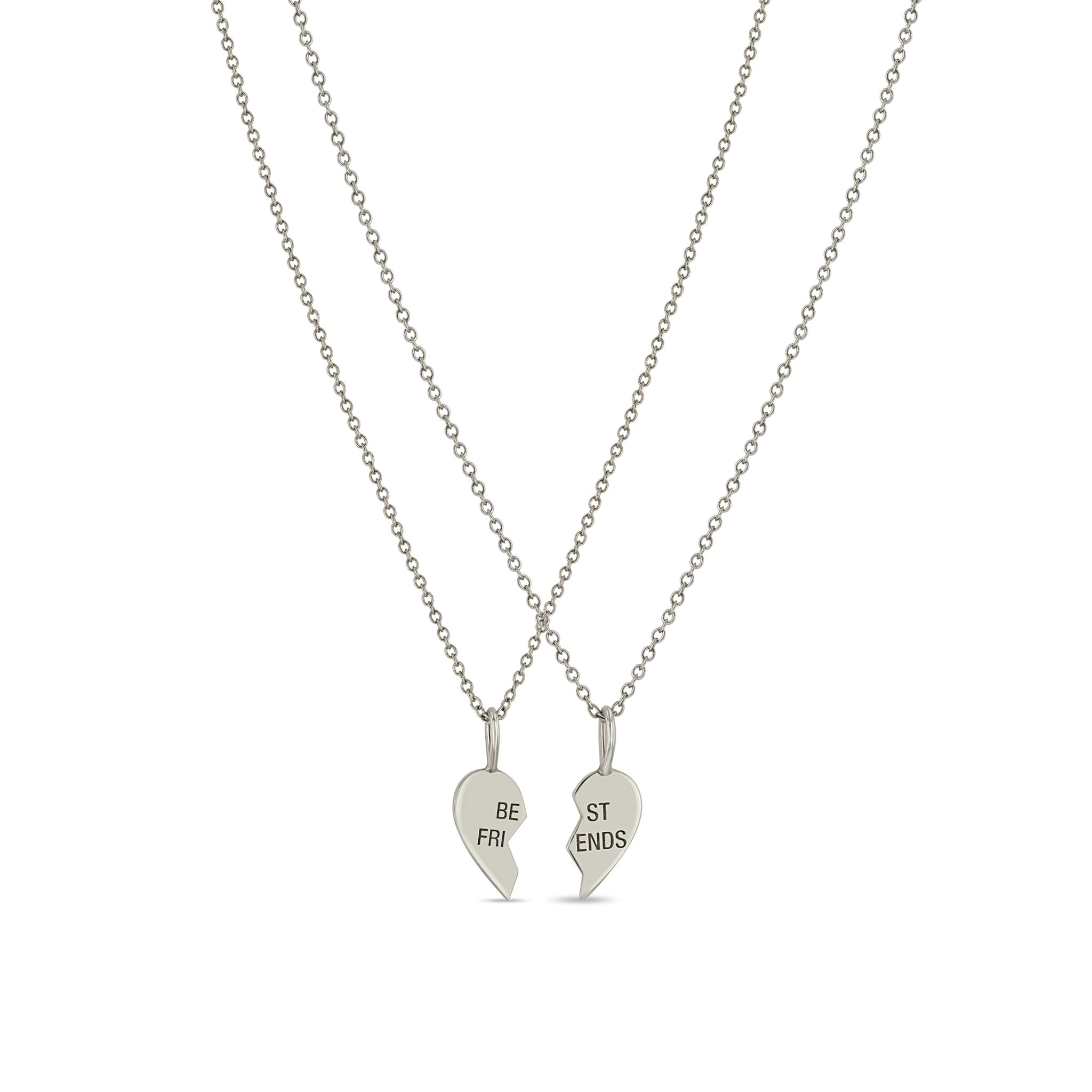 Zoë Chicco 14k White Gold Midi Bitty "Best Friends" BFF Necklace Set