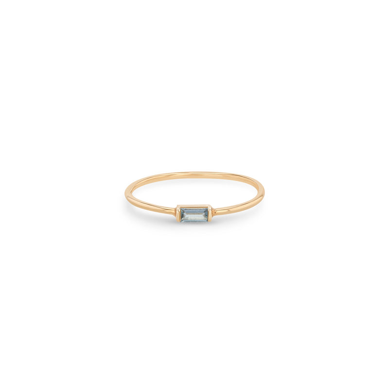 14k Medium Aquamarine Baguette Rose Gold Ring | March Birthstone