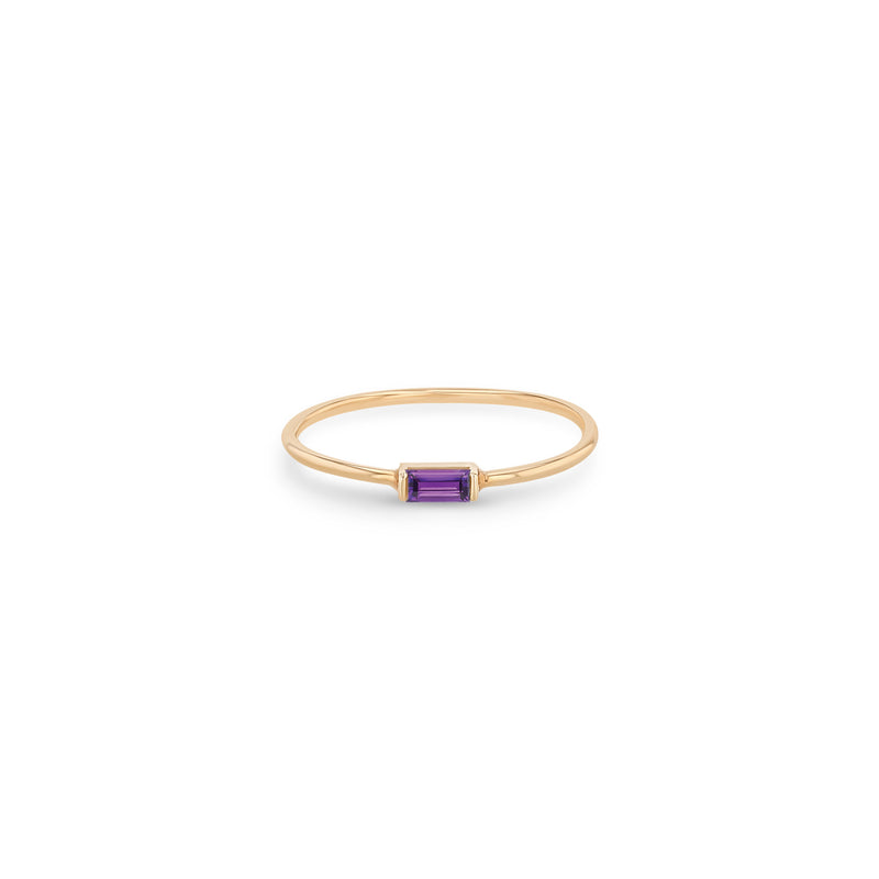 14k Medium Amethyst Baguette Rose Gold Ring | February Birthstone