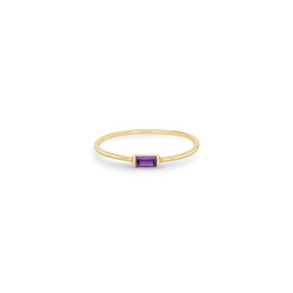 14k Medium Amethyst Baguette Yellow Gold Ring | February Birthstone