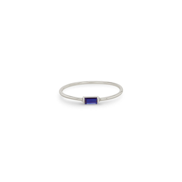Zoe Chicco 14k White Gold Medium Blue Sapphire Baguette Ring