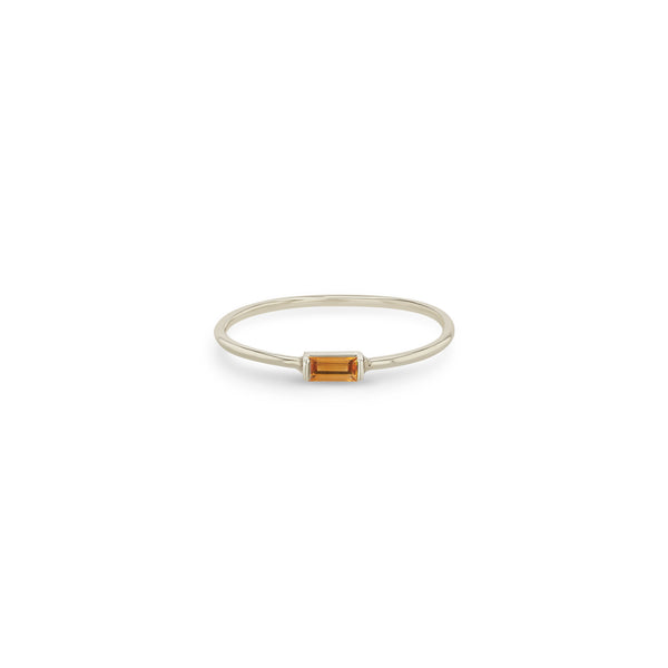 Zoë Chicco 14k White Gold Medium Citrine Baguette Ring | November Birthstone