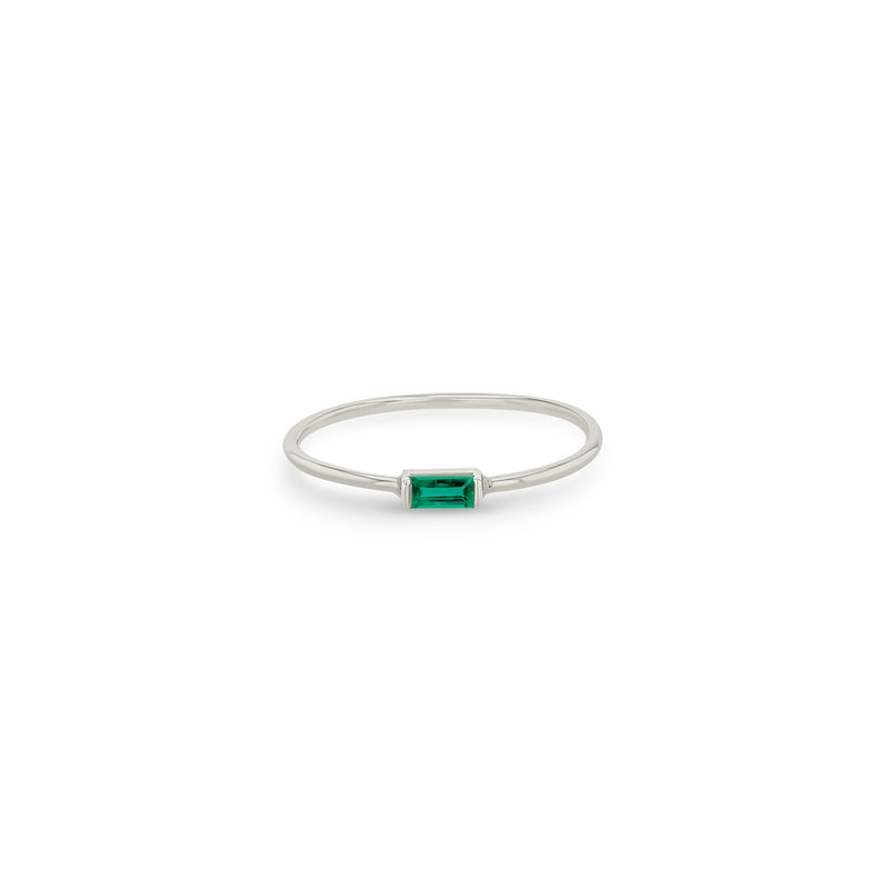 Zoë Chicco 14k White Gold Medium Emerald Baguette Ring | May Birthstone