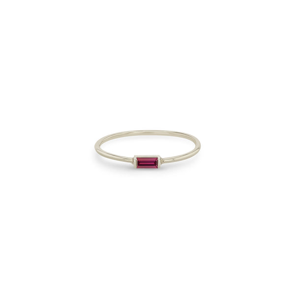 Zoë Chicco 14k White Gold Medium Garnet Baguette Ring | January Birthstone