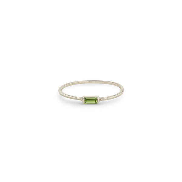 Zoe Chicco 14k White Gold Medium Peridot Baguette Ring | August Birthstone