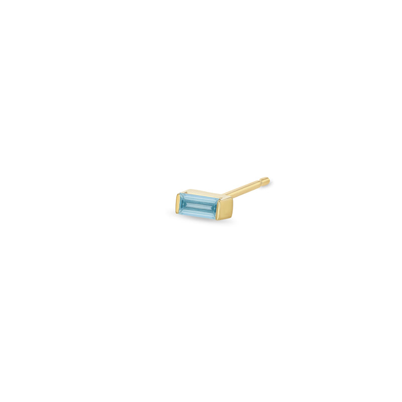 Single Zoë Chicco 14k Yellow Gold Aquamarine Baguette Stud Earring | March Birthstone