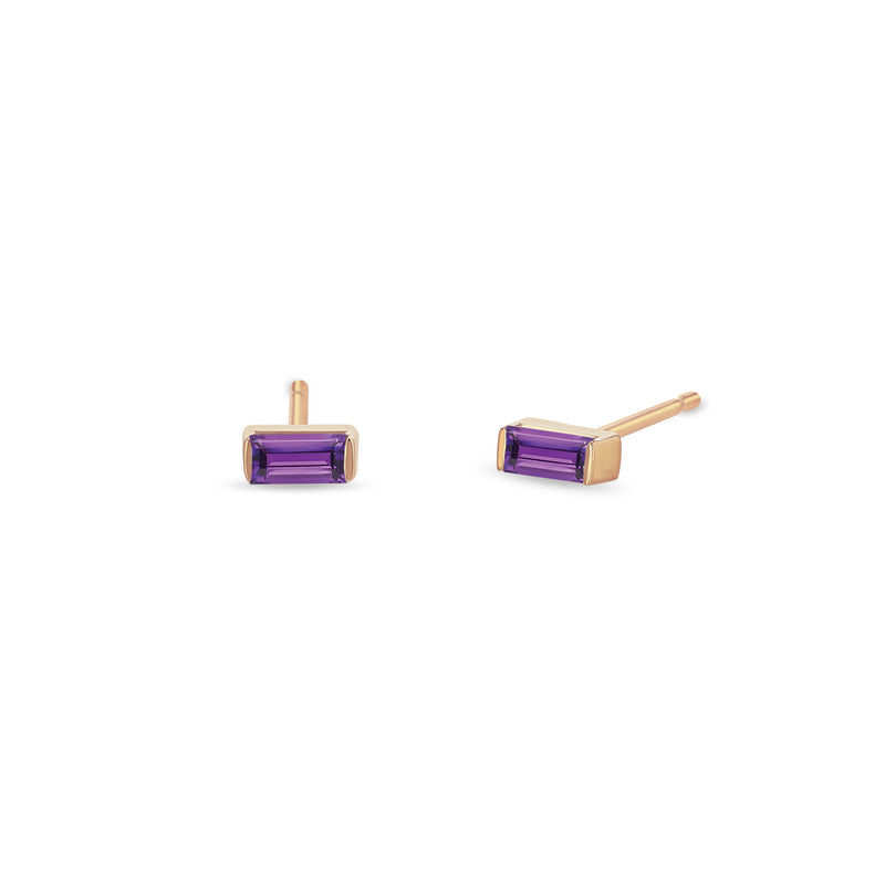 Zoë Chicco 14k Rose Gold Amethyst Baguette Stud Earrings